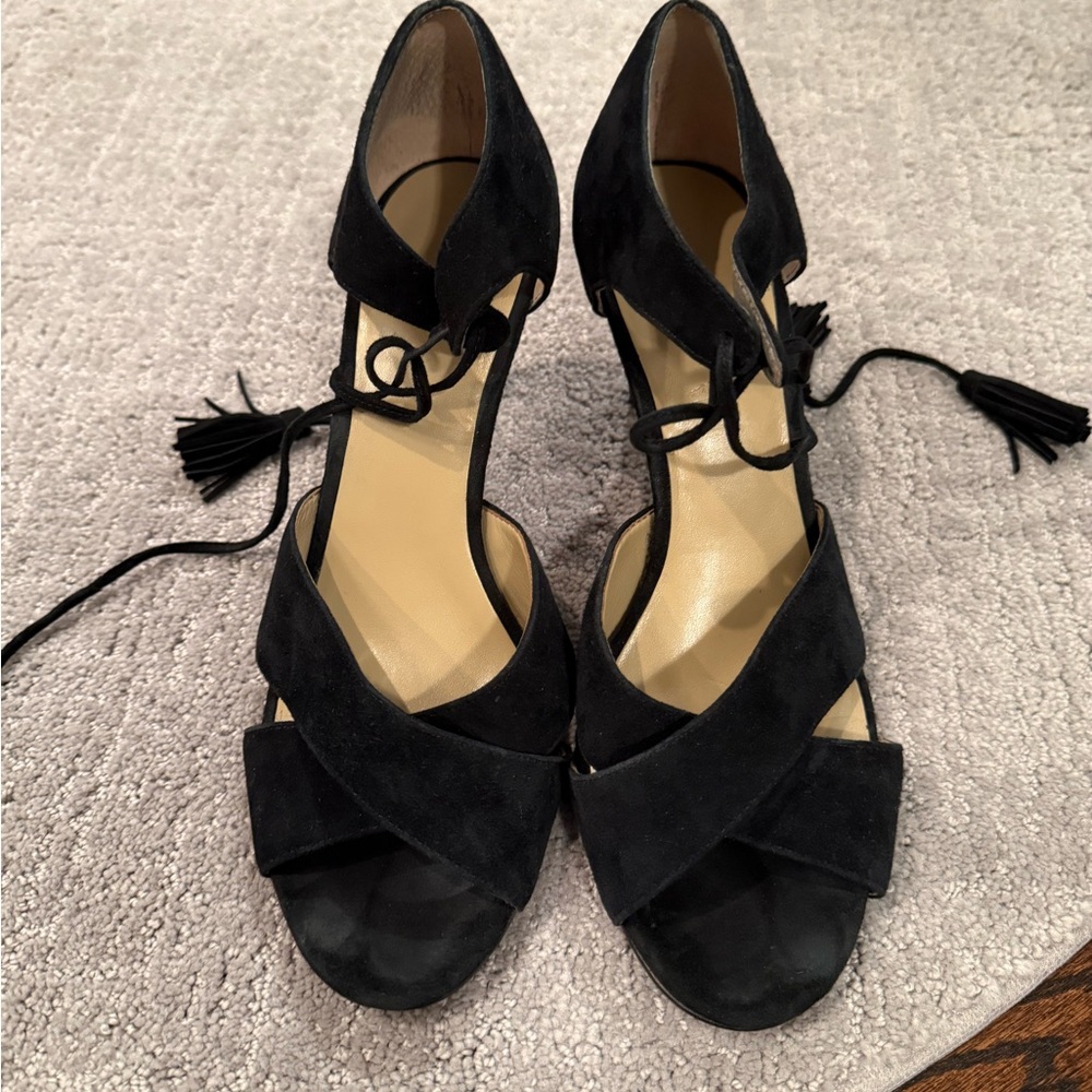 Ann Taylor Black Heels with Peep-Toe and Ankle Straps